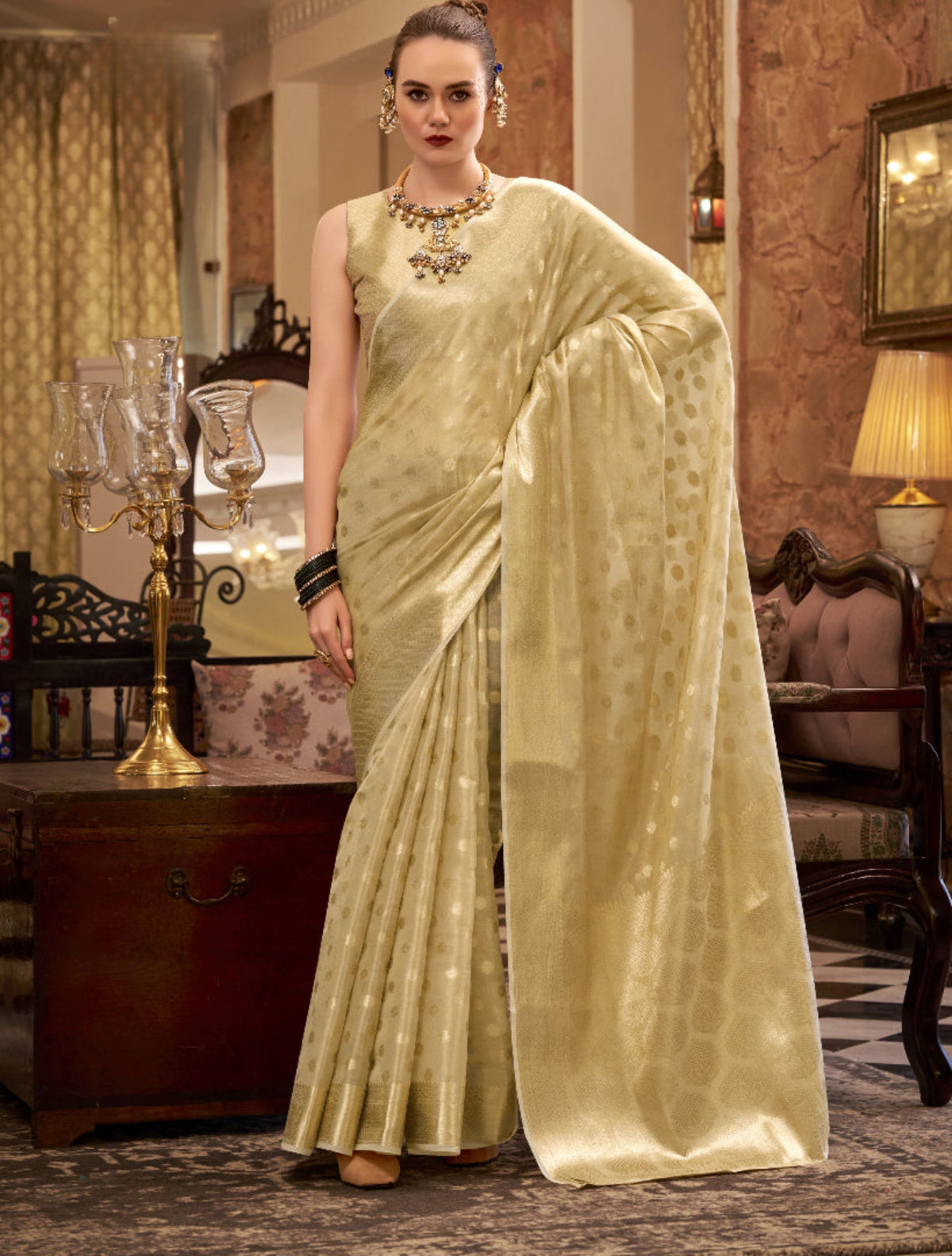 Shop Golden Tissue Silk Sarees Online - STORI