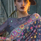 Black Kashmiri Kani Handloom Woven Silk Saree
