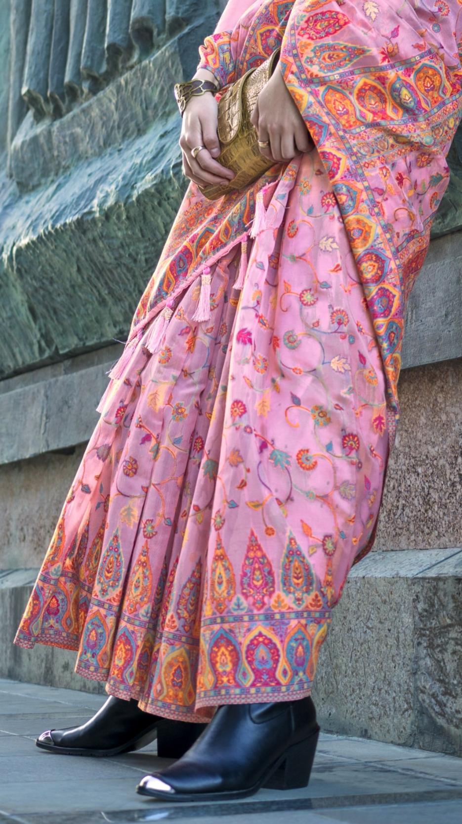 Blush Pink Kashmiri Kani Handloom Woven Silk Saree
