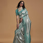 Seagreen Brocade Woven Kanjivaram Silk Saree
