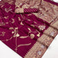 Winey Maroon Georgette Silk Banarasi Saree