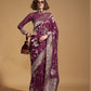 Winey Maroon Georgette Silk Banarasi Saree