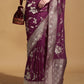 Winey Maroon Georgette Silk Banarasi Saree