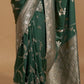 Bottle Green Georgette Silk Banarasi Saree