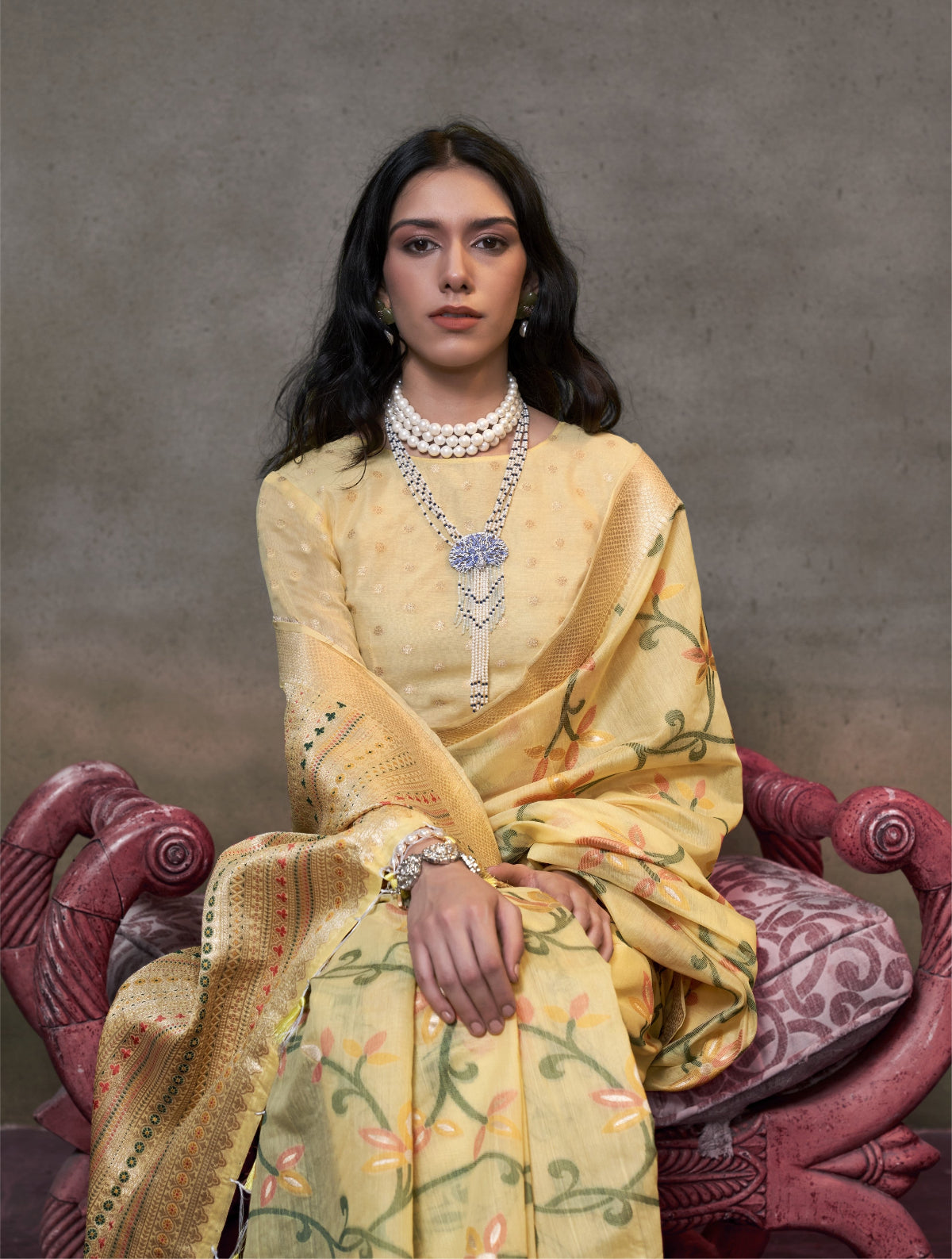 Light Yellow Jamdani Saree Online in India & USA