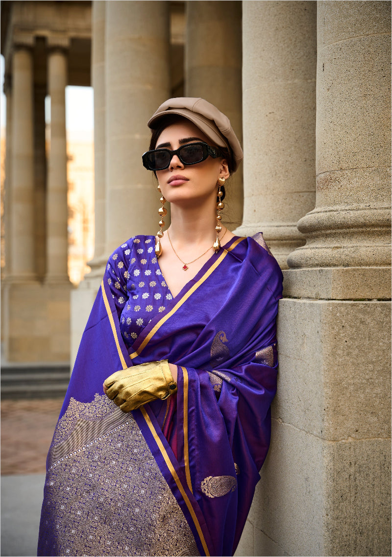 Purple Satin Silk Sarees Online