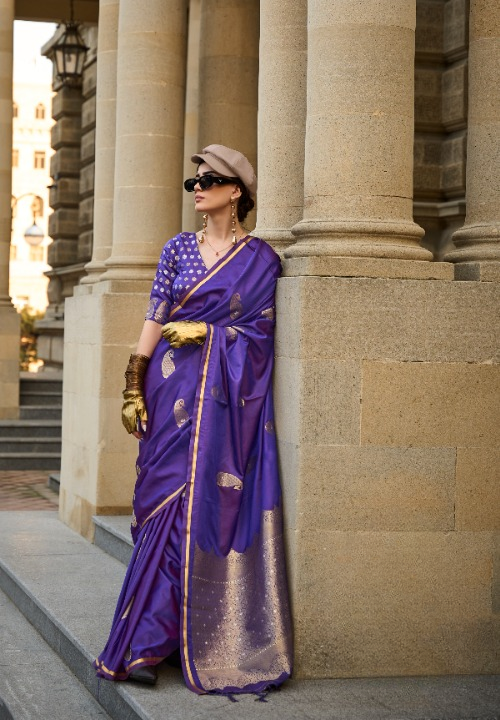 Purple Satin Silk Sarees Online
