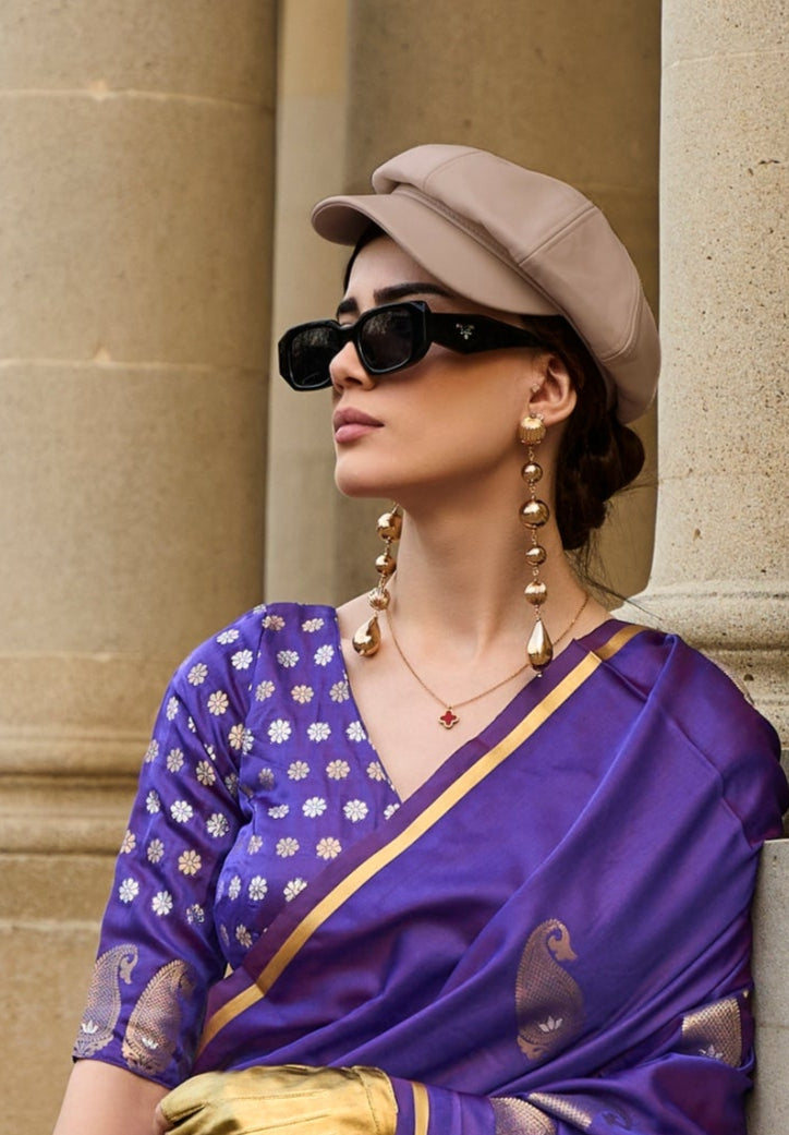 Purple Satin Silk Sarees Online