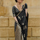 Coal Black Satin Silk Saree