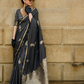 Coal Black Satin Silk Saree