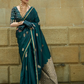 Pine Green Satin Silk Saree