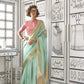 Pastel Aquamarine Woven Zari Border Chiffon Saree
