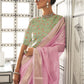Pastel Pink Woven Zari Border Chiffon Saree