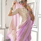 Pastel Purple Woven Zari Border Chiffon Saree
