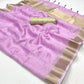 Pastel Purple Woven Zari Border Chiffon Saree