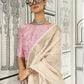 Pearl White Woven Zari Border Chiffon Saree