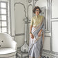 Soot Grey Woven Zari Border Chiffon Saree