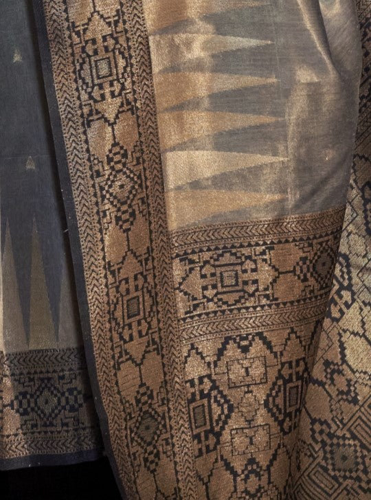 Shop Grey Zari Tissue Silk Sarees Online - STORI