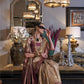 Latte  Brown Zari Tissue Silk Saree With Temple Border