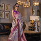 Lavender Zari Tissue Silk Saree With Temple Border