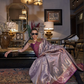 Lavender Zari Tissue Silk Saree With Temple Border