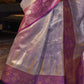 Lavender Zari Tissue Silk Saree With Temple Border