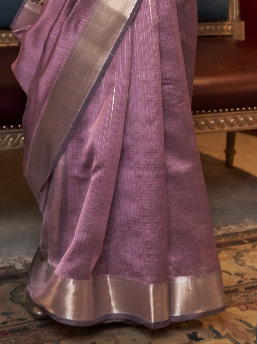 Buy Pastel Mauve Color Banarasi Sarees Online - STORI