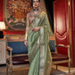 Pastel Green Woven Zari Border Chiffon Saree