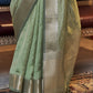 Pastel Green Woven Zari Border Chiffon Saree