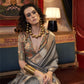 Pastel Grey  Woven Zari Border Chiffon Saree