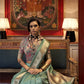 Rama Green Woven Zari Border Chiffon Saree