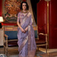 Pastel Lavender Woven Zari Border Chiffon Saree