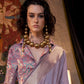 Pastel Lavender Woven Zari Border Chiffon Saree