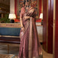 Pastel Brown Woven Zari Border Chiffon Saree