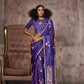 Pristine Purple Pichwai Motifs Satin Silk Saree