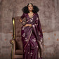 Deep Mauve Pichwai Motifs Satin Silk Saree