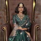 Dark Green Pichwai Motifs Satin Silk Saree