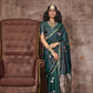 Dark Green Pichwai Motifs Satin Silk Saree