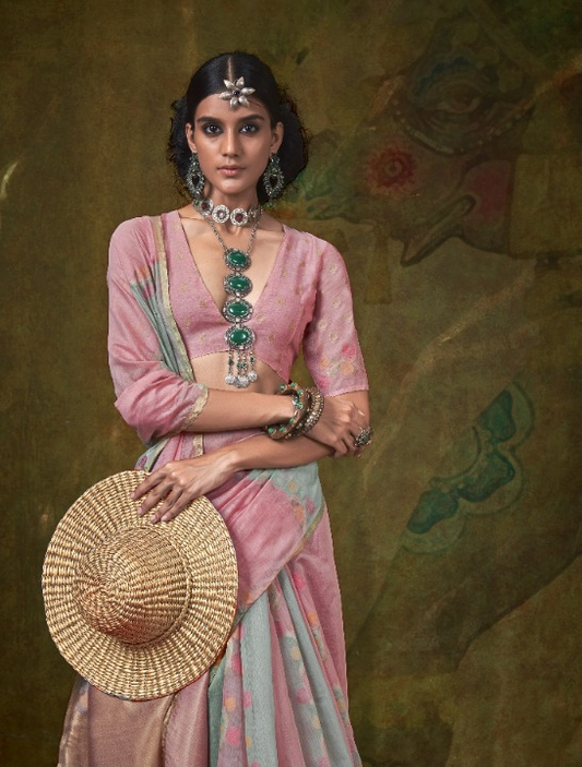 Shop Pink Banarasi Saree Online-STORI