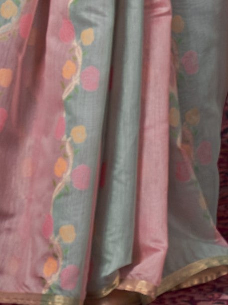 Shop Pink Banarasi Saree Online-STORI