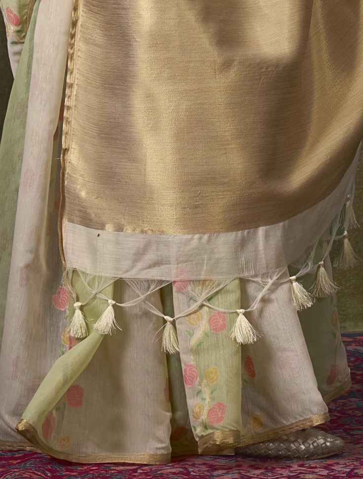 Shop White Banarasi Saree Online-STORI