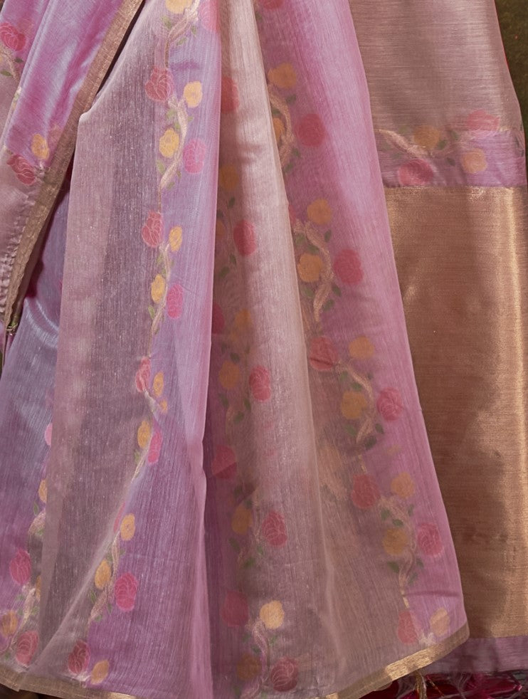 Buy Pink Banarasi Saree Online-STORI