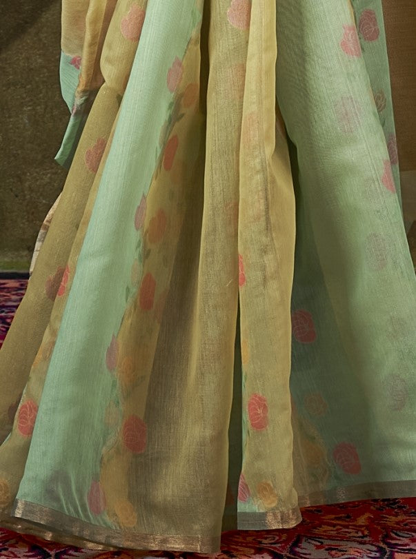 Buy Olive Banarasi Silk Saree Online-Story