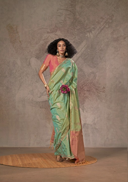 Green Satin Silk Sarees Online-STORI