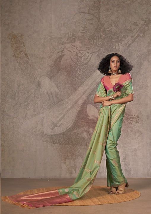 Green Satin Silk Sarees Online-STORI