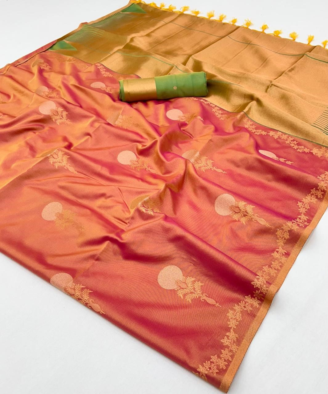 Red Satin Silk Sarees Online-STORI