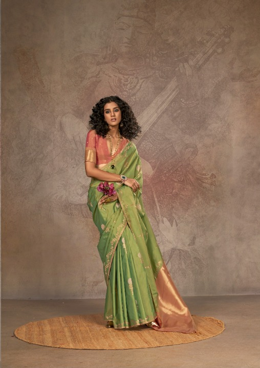 Green Satin Silk Sarees Online-STORI