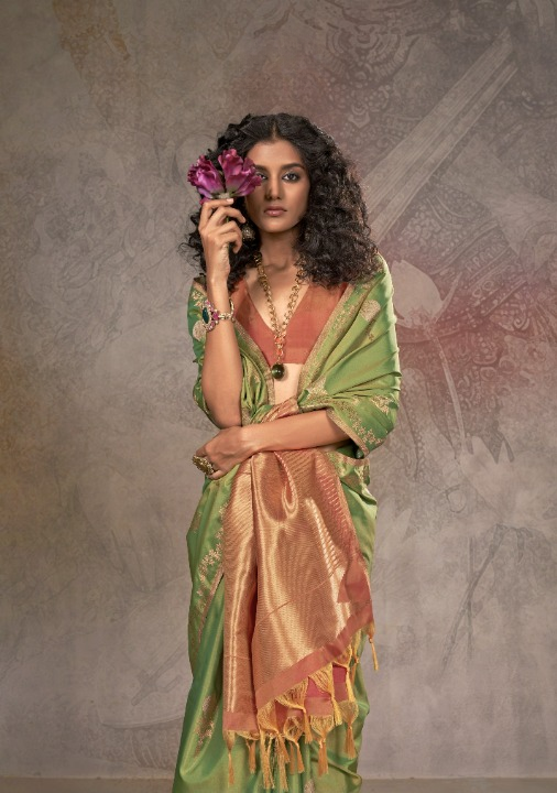 Green Satin Silk Sarees Online-STORI