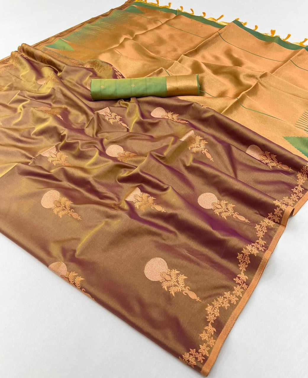 Mauve Ice Satin Silk Sarees Online-STORI