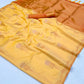 Yellow Satin Silk Sarees Online-STORI